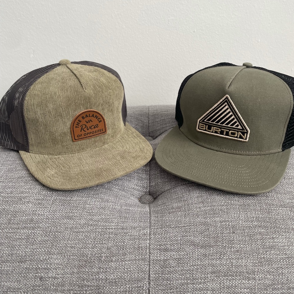 Two (2) Dark Green/Gray Snapback Trucker-Style Hats New W/Tag Never Worn OSFM